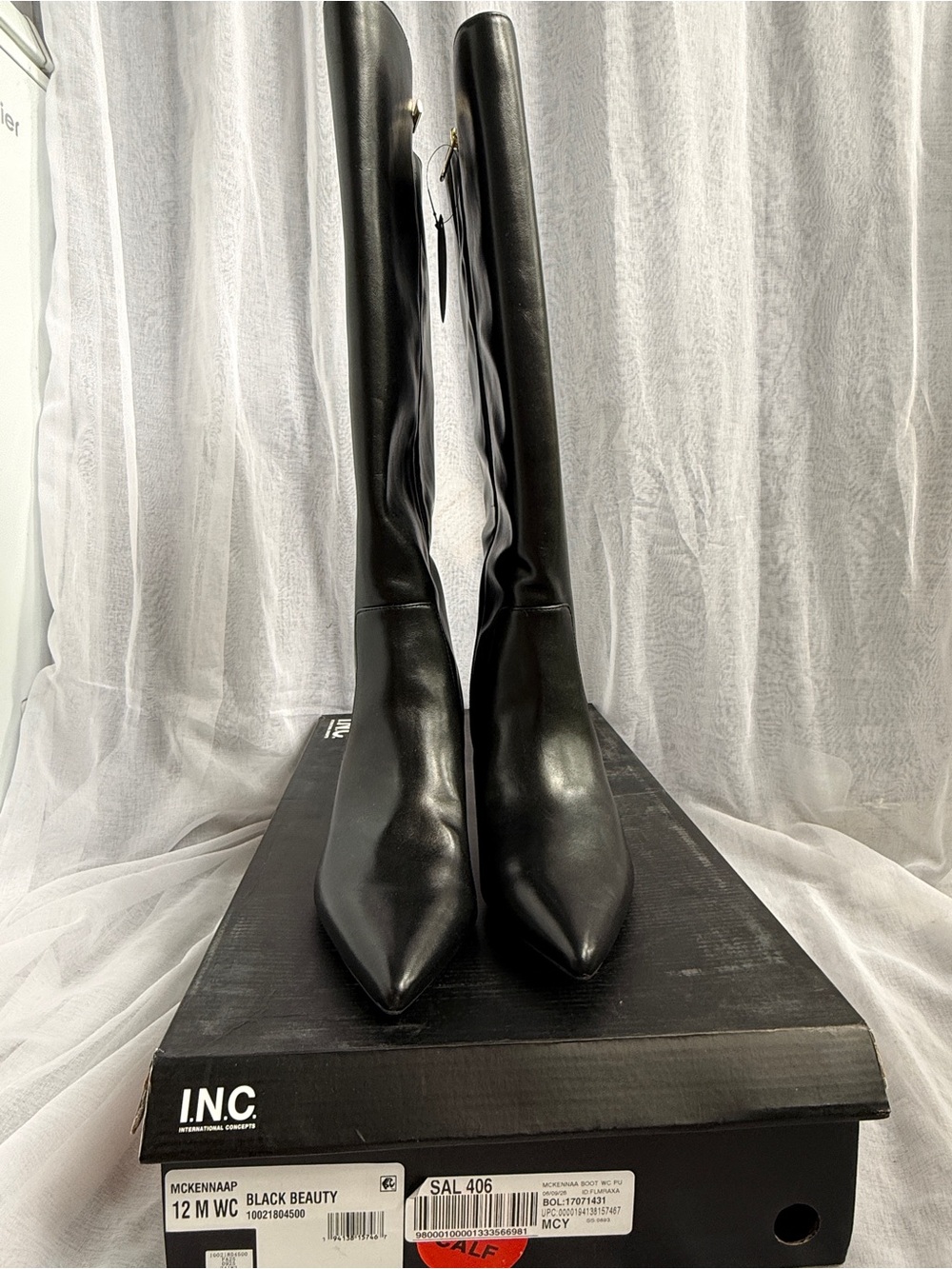 INC International Concepts Mckennaa Pointy Toe Tall Boots | Women’s 12M Wide Cal